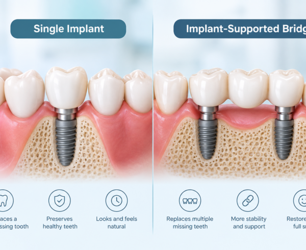 Single Implant vs Implant-Supported Bridge